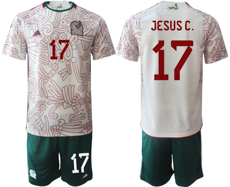 Men 2022 World Cup National Team Mexico away white 17 Soccer Jerseys